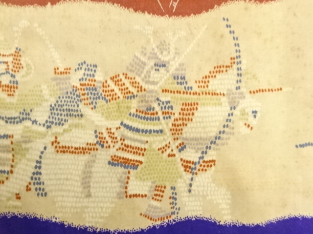 アンティーク　武士模様昼夜帯